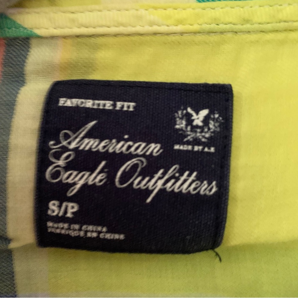 American Eagle Bright Plaid Button Doen - image 7